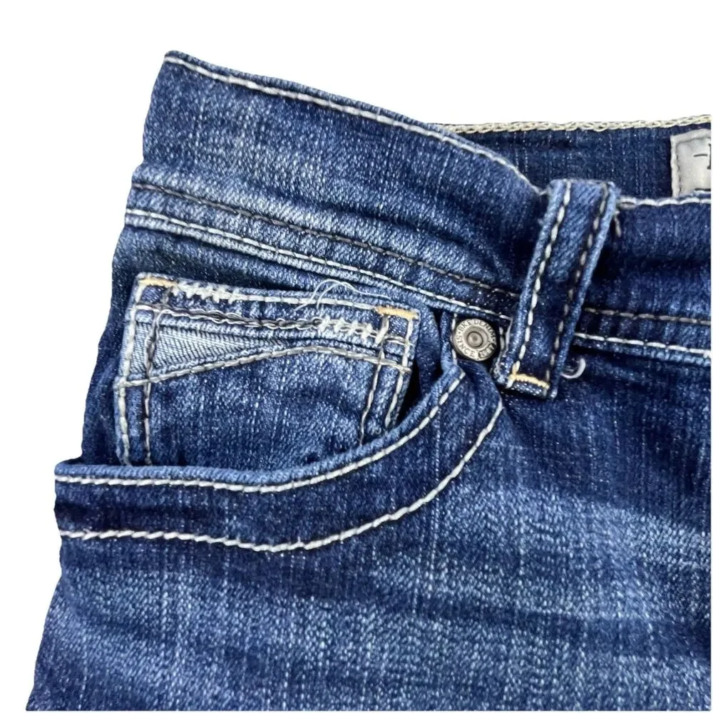 BKE Conner Bootcut Jeans Youth Size 14 Blue Denim Embroidered Whiskering